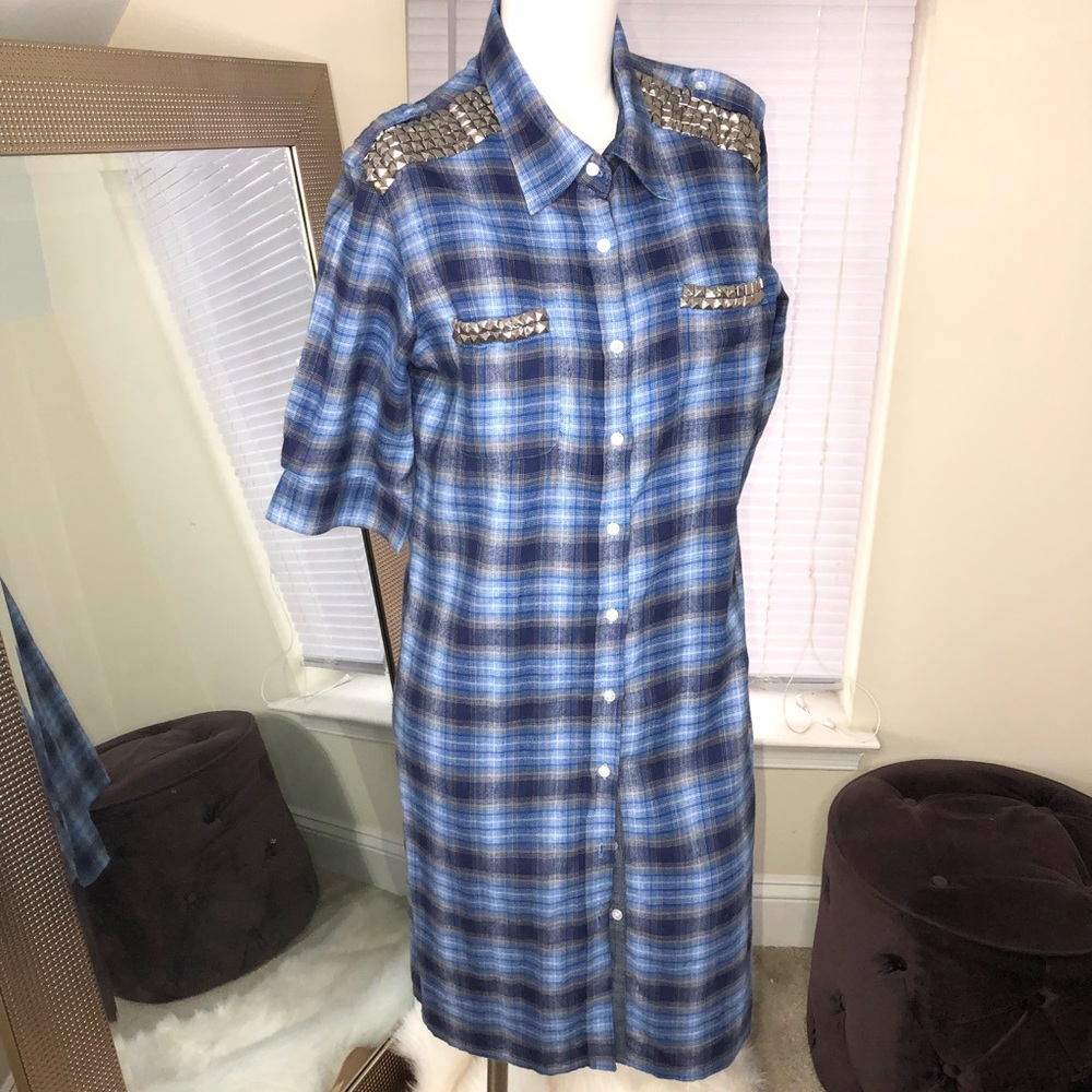 What goes around comes around plaid Stud dress